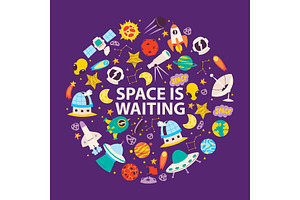 Space Objects And Planets. Space Is