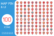 Map Pin and UI Location Marker Icons, an Icon by Designfour (Thumbnail 1 of 6)