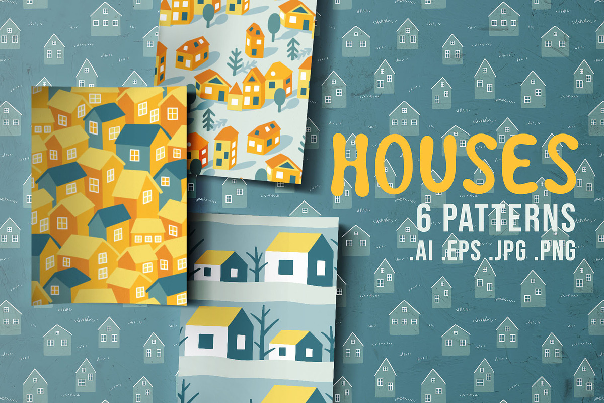 HOUSES, 6 patterns, a Pattern Graphic by pineart