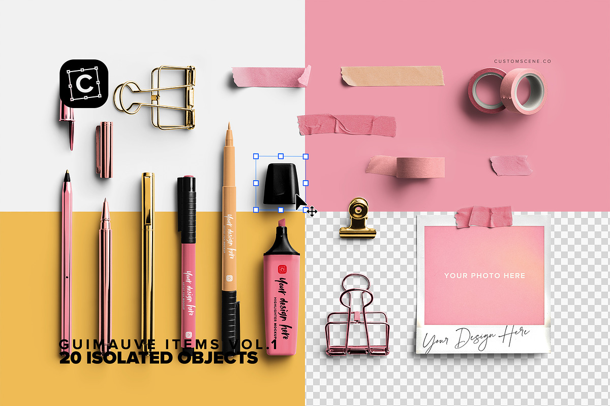 Pens & Washi Tape Desk Elements, a Product Mockup by Custom Scene (Photo 2 of 7)
