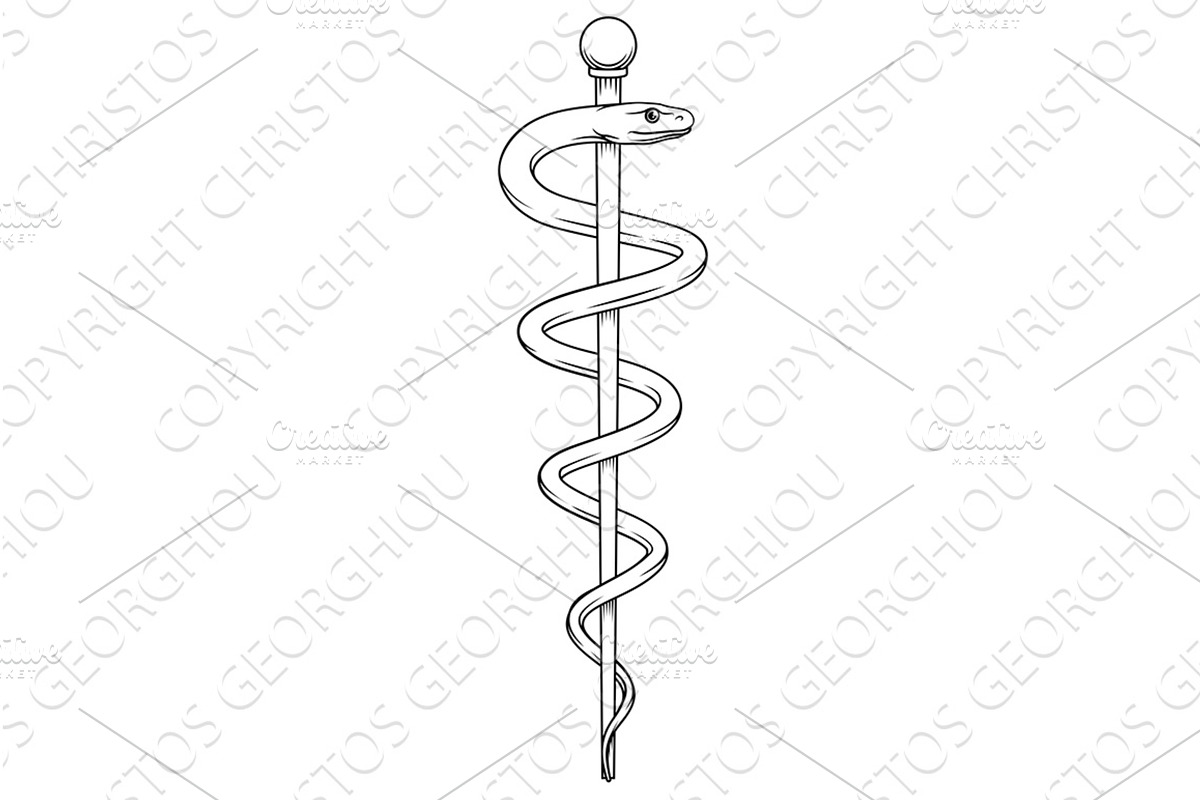 Rod Of Asclepius Doctor Caduceus, a Healthcare Illustration by Christos Georghiou