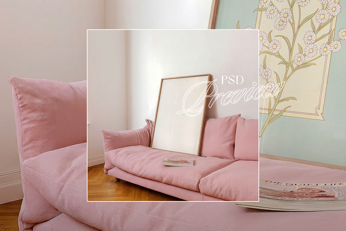 DIN A Angled Poster Mockup in Pink, an Advertising Mockup by WasMockups (Photo 5 of 5)