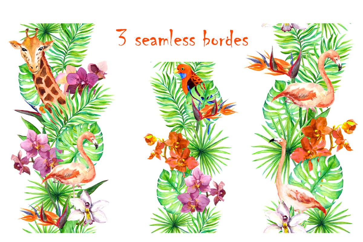Exotic flowers watercolor clipart, an Animal Illustration by Where summer is (Photo 6 of 7)