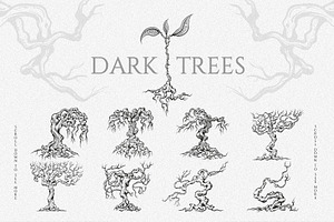 Dark Trees Hand Drawn Engravings