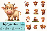 Cute Western Highland Cows Clipart, an Illustration by CrexoraLab (Thumbnail 3 of 5)