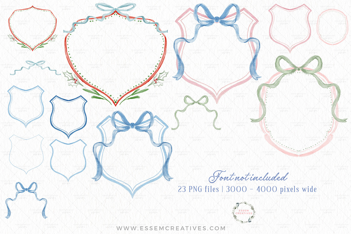 Vintage Grandmillenial Crest Bows, a Decorative Illustration by Essem Creatives (Photo 2 of 5)