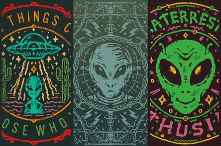 Grey Alien Themes Designs, a Decorative Illustration by Krizvector Artwork Shop