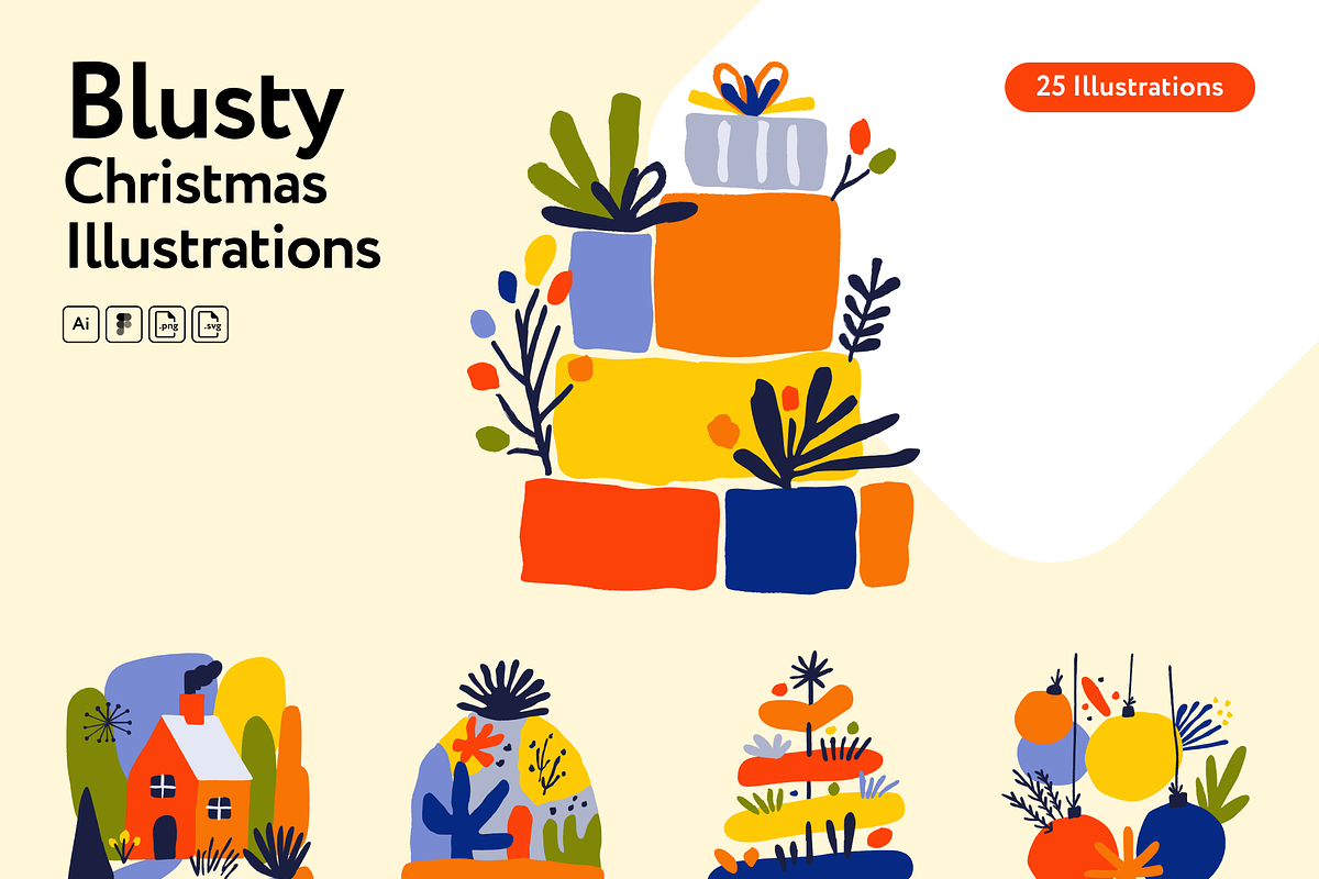 Blusty Christmas Illustrations, a Seasonal Illustration by Welovegraphics (Photo 7 of 7)