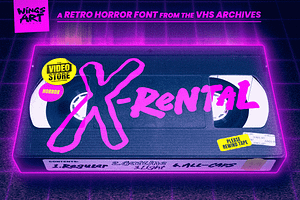 X-Rental - 1980s Retro Horror Font, a Handwritten Font by Wingsart Studio