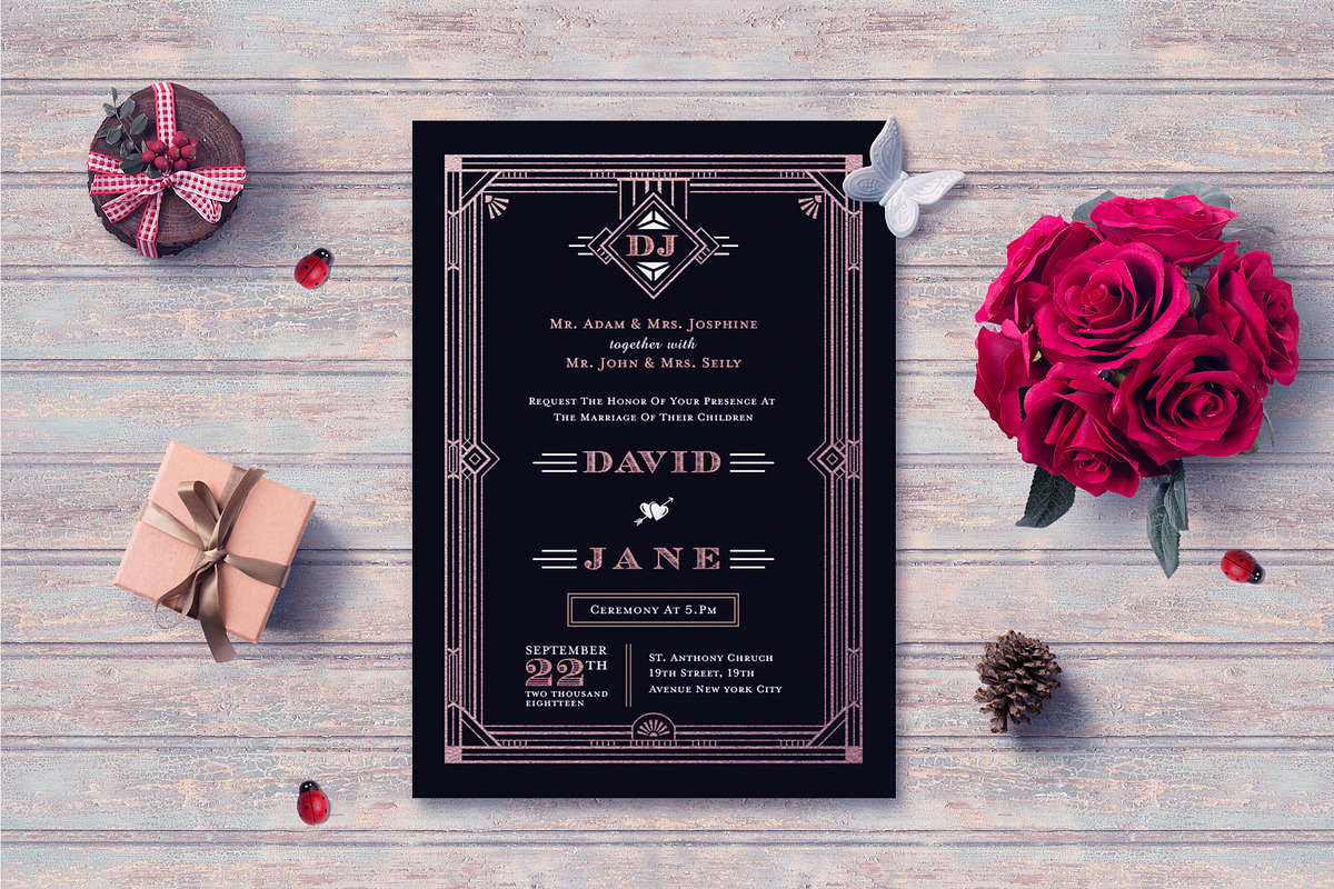 ART DECO WEDDING INVITATION, an Invitation Template by Totem Invitation House (Photo 2 of 3)