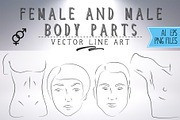 Body parts vector line art set, an Illustration by OctopusRider (Thumbnail 1 of 5)