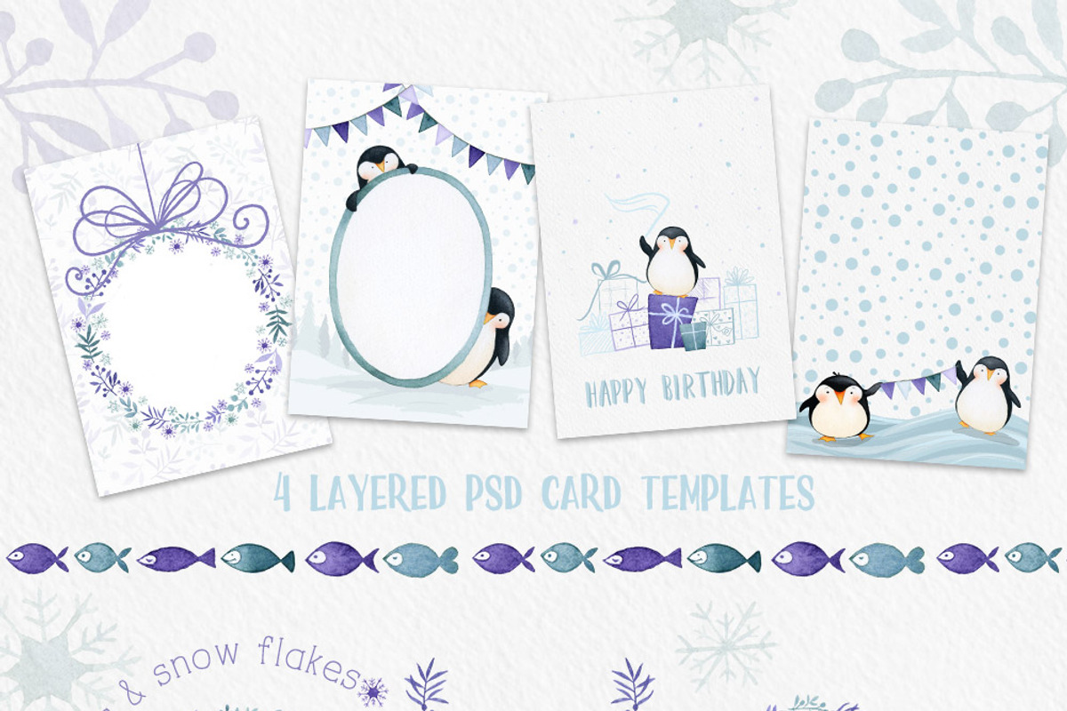 Penguin Party Watercolors, an Illustration by Watercolor Nomads (Photo 2 of 3)