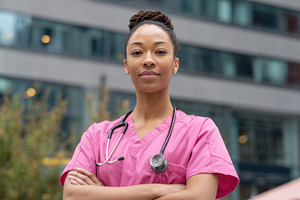 Nurse outside hospital, a Photo by Beautiful things