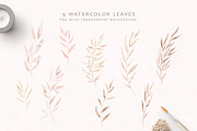 BOHO leaves - watercolor set, an Illustration by LeriaArt watercolor (Thumbnail 2 of 8)
