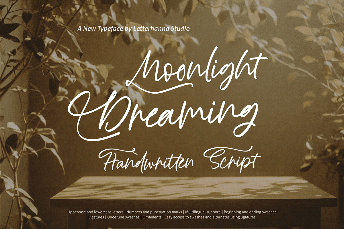 Moonlight Dreaming Handwritten, a Handwritten Font by Letterhanna Studio (Photo 1 of 11)