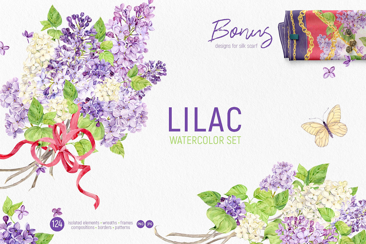 Lilac. Watercolor set., an Illustration by Tata Pilip (Photo 1 of 21)