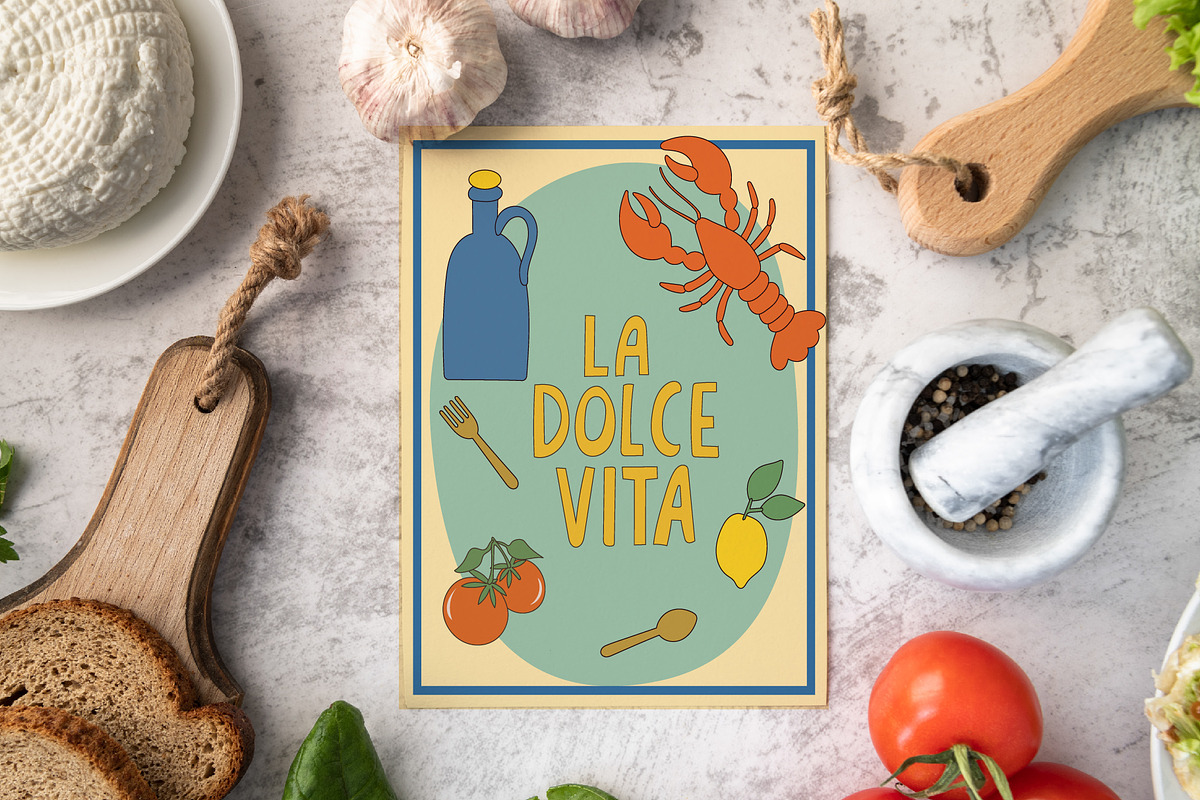 Food Mediterranean Retro Poster, an Illustration by Imaginary Party (Photo 9 of 9)