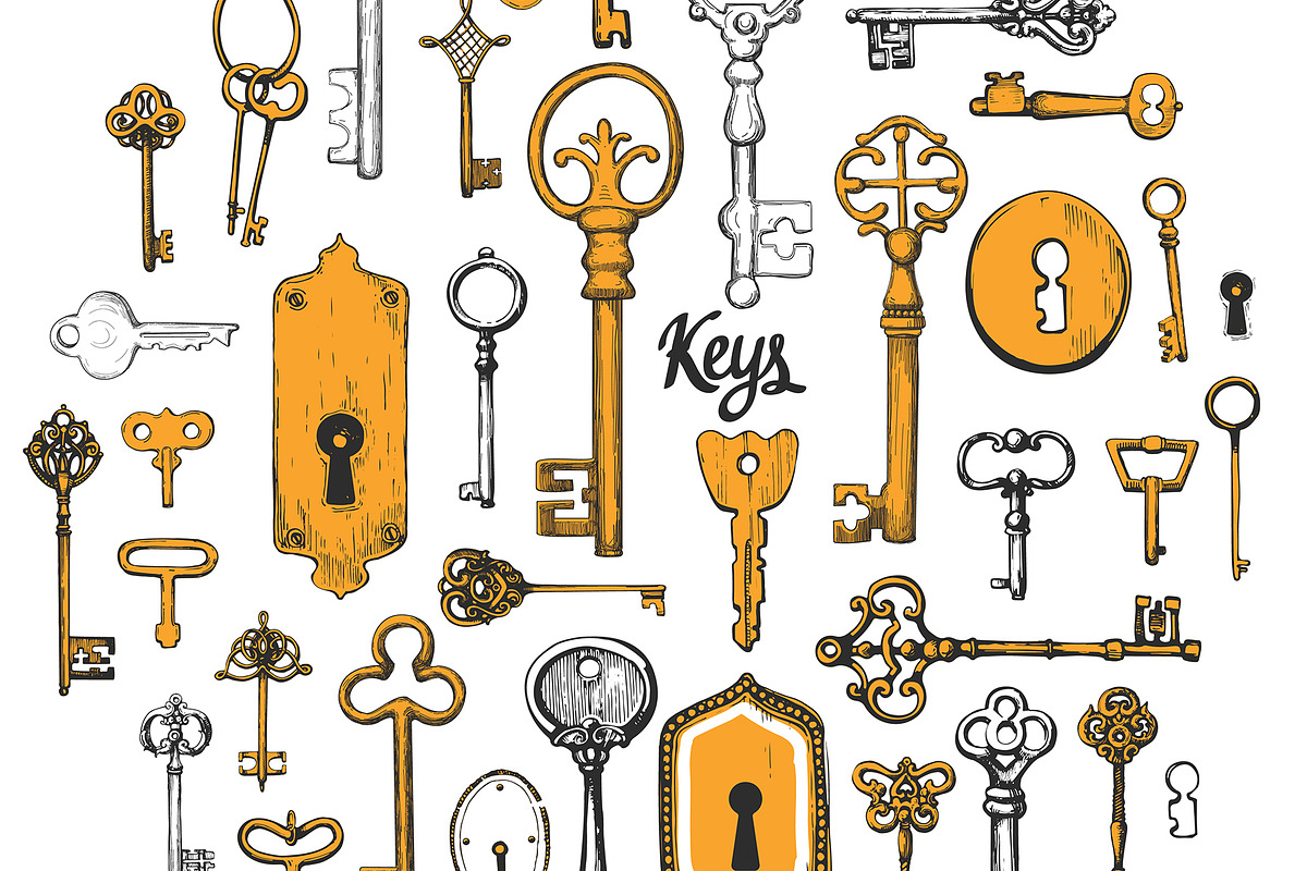 Keys In Sketch Style, a Decorative Illustration by Mona Monash (Photo 2 of 7)