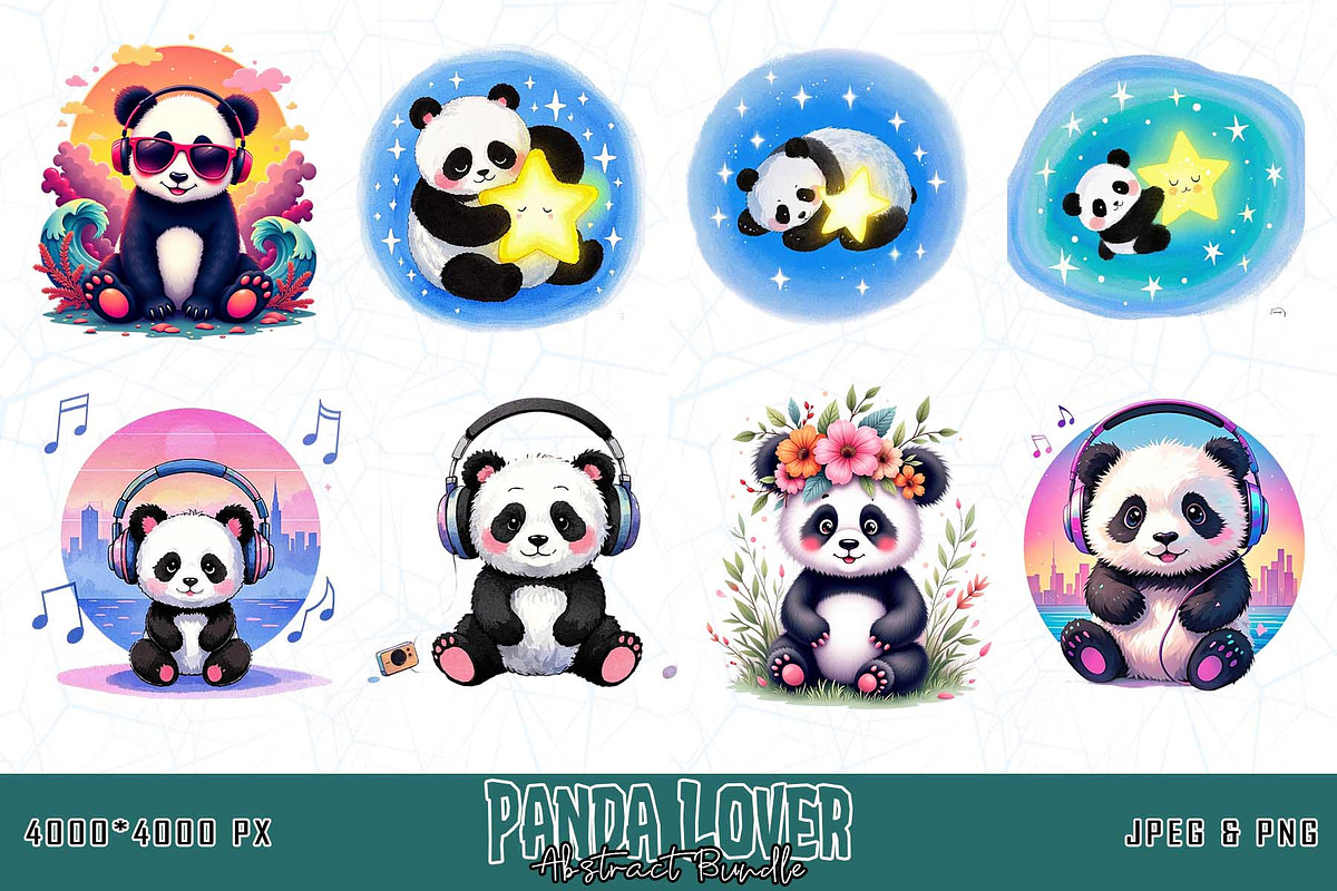 Panda Lover T-shirt Design Bundle, an Illustration by Sofia's Fashion (Photo 2 of 3)