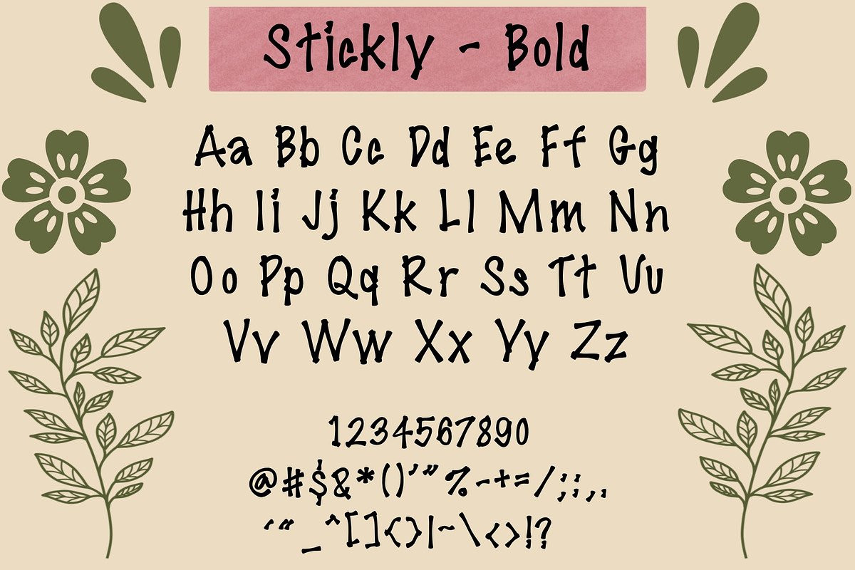 Stickly Display Font, a Font by Kimber Shook (Photo 6 of 6)
