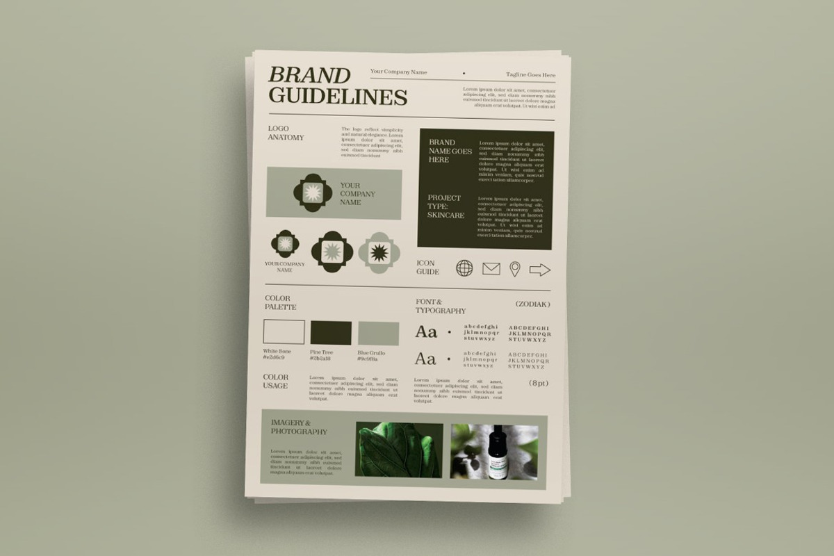 Green Skincare Brand Guideline, a Print Template by graphicook (Photo 2 of 3)
