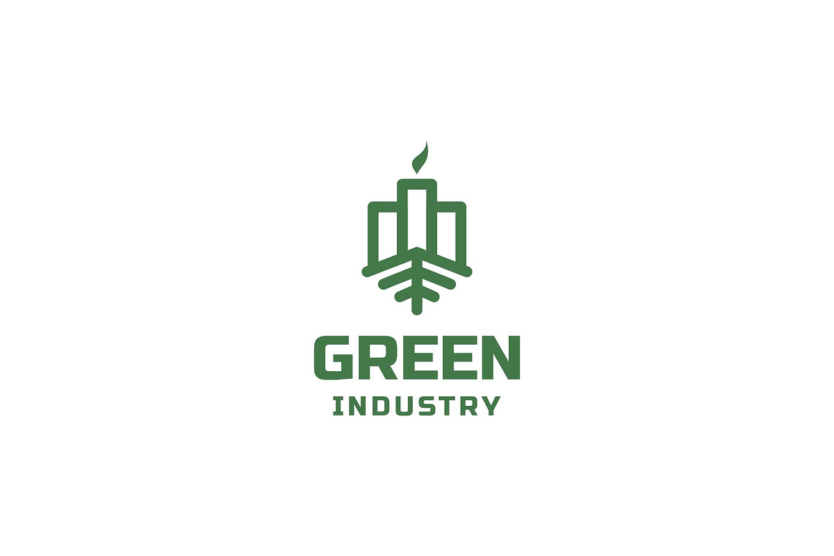 monoline green industry factory logo, a Branding & Logo Template by ZHR Creative