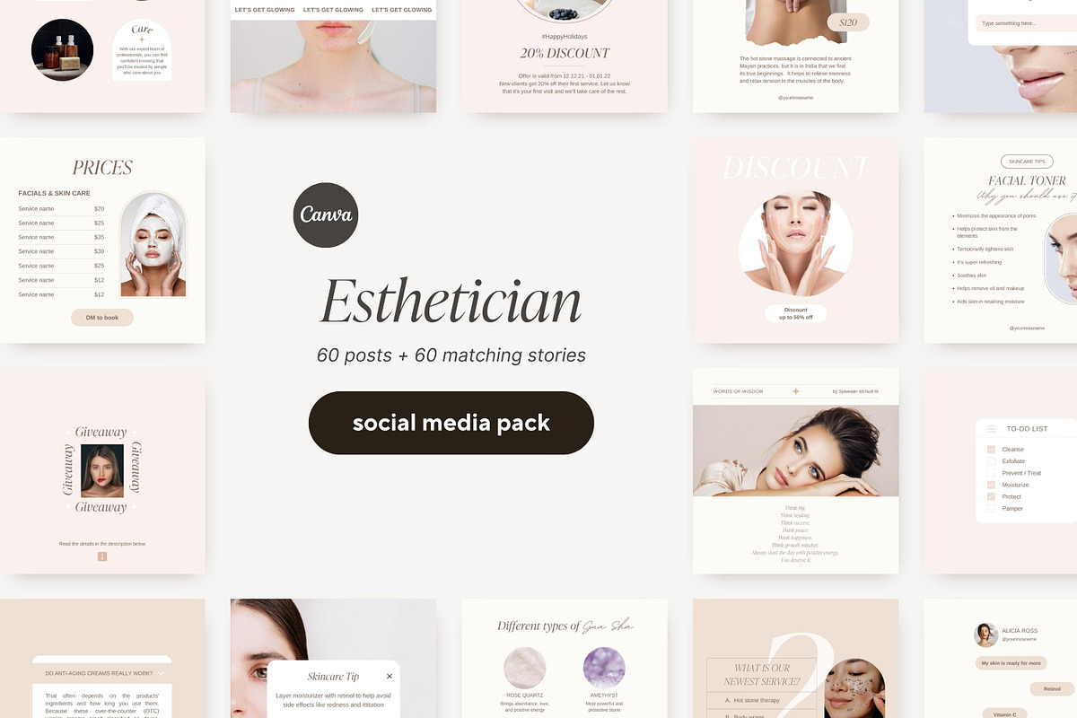 Esthetician Instagram templates, a Social Media Template by LiliesandBerries (Photo 3 of 23)