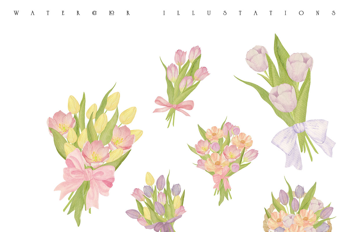 Tulip Watercolor Collection, a Decorative Illustration by Sunshine Art (Photo 4 of 8)