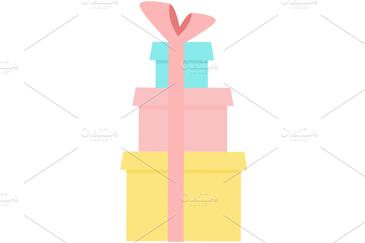 Gift stack vector present box pile, an Object Illustration by SiberianArt