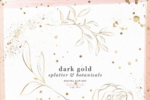 Gold Ink Line Art Botanical Splatter