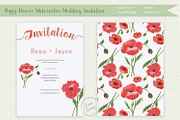 Poppy Watercolor Wedding Invitation, an Invitation Template by Love Design (Thumbnail 1 of 7)