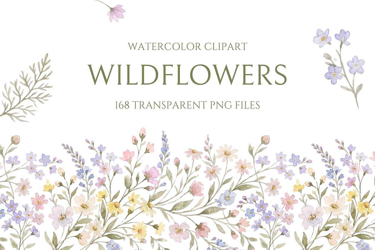 Wildflower Watercolor PNG Bundle, a Decorative Illustration by Arslan (Photo 2 of 16)