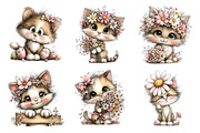 Whimsical Adorable Spring Cats Clipa, an Illustration by GatewayDesign (Thumbnail 2 of 5)