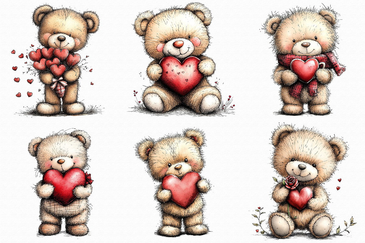 Whimsical Valentine Teddy Bear Clipa, an Illustration by Libby Wishes (Photo 9 of 9)