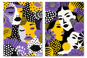 Yellow And Purple Faces Patterns