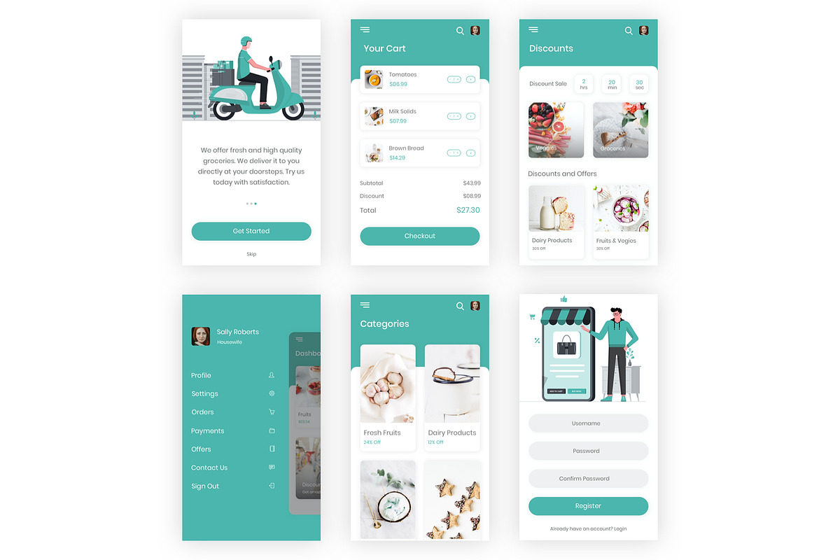 Emart -Grocery Shopping Adobe XD App, an UI Kit Template by themelove (Photo 8 of 10)