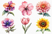 Whimsical Flowers Clipart Bundle, an Illustration by Craft Nest (Thumbnail 5 of 6)