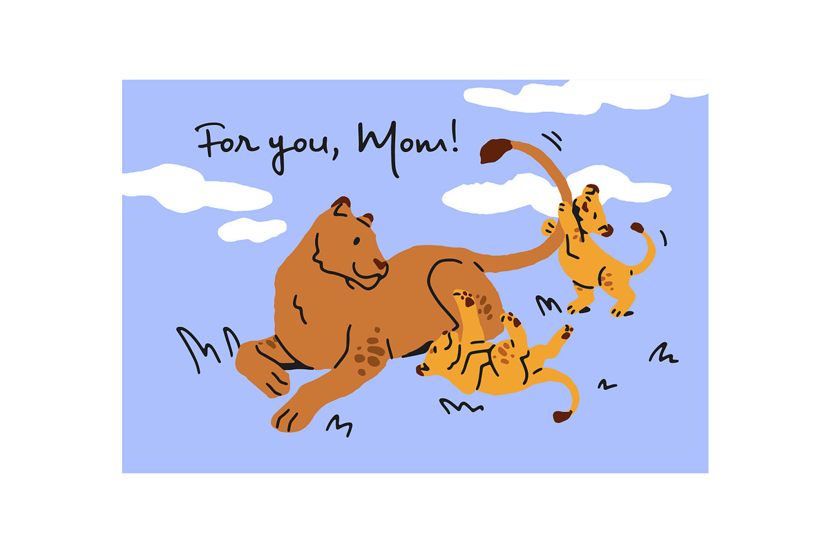 Mother's Day cards with animals set, an Animal Illustration by PaperTrident (Photo 3 of 11)