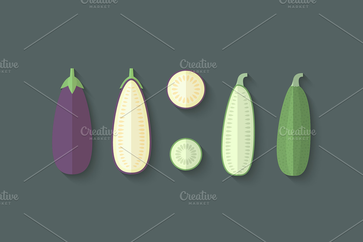 Flat Vegetables Set, an Illustration by Alex Serada (Photo 15 of 17)