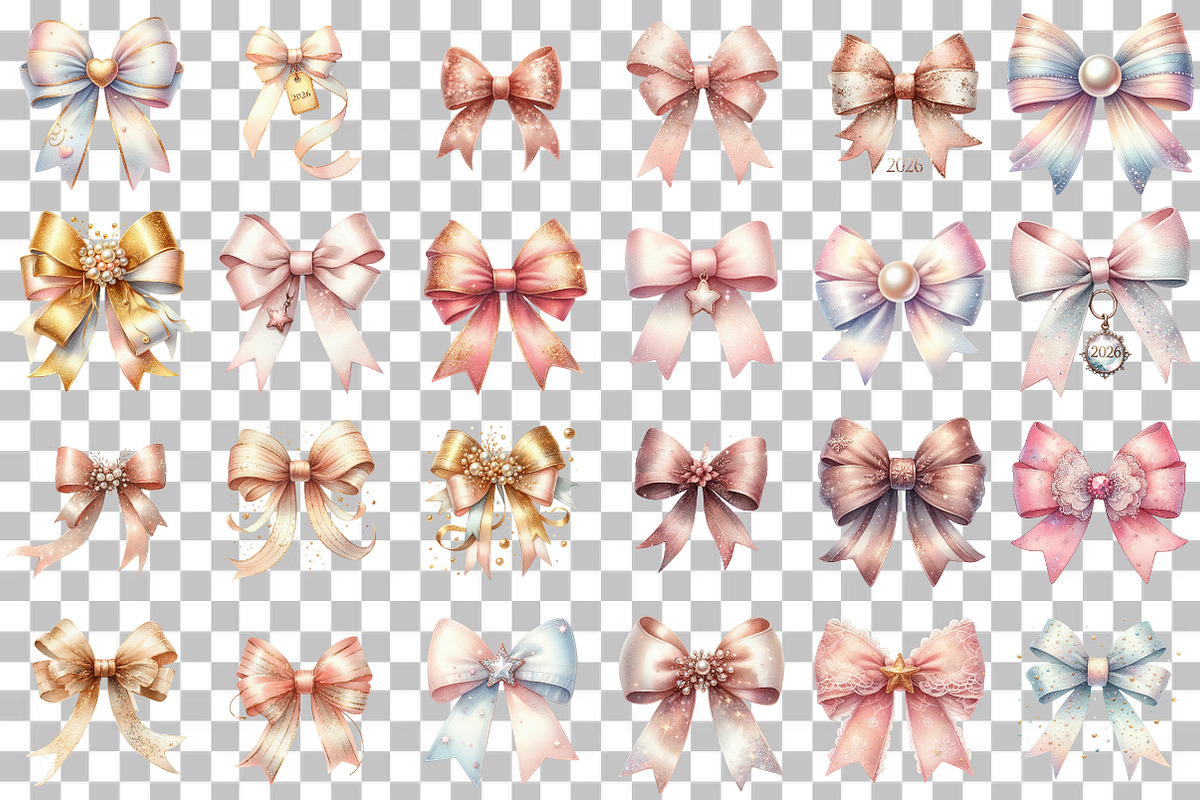 Coquette New Year Bow Png, an Illustration by DreamCafeArt (Photo 3 of 6)