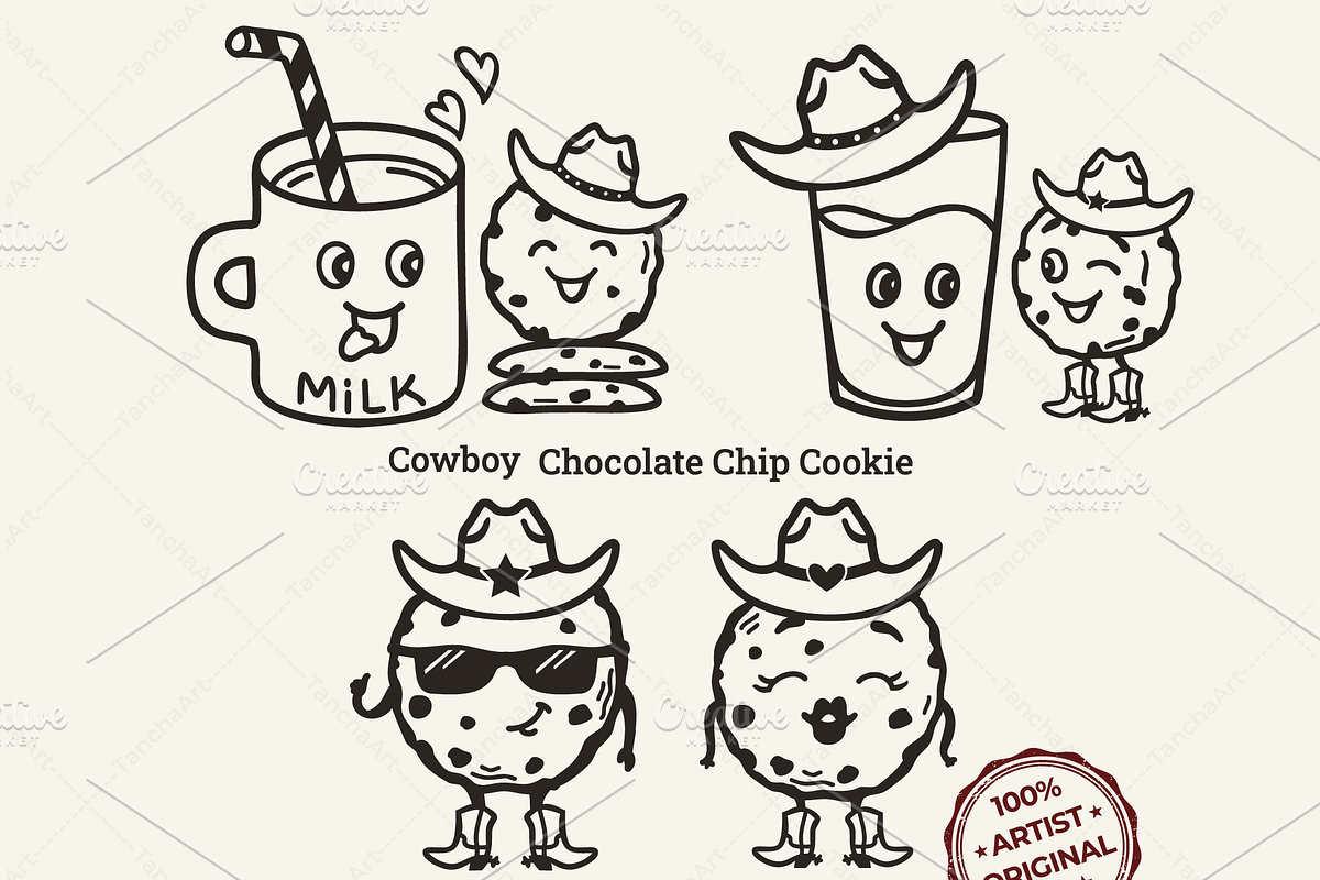 Cowboy Cookie Clipart Funny Milk SVG, a Graphic by TanchaArt (Photo 1 of 9)