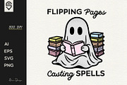 Cute Ghost Reading A Book, T-shirt, a Graphic by shaondesigns (Thumbnail 1 of 4)