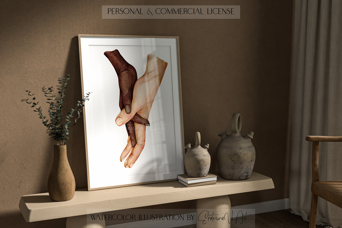 Watercolor Hands of Lovers Print, a Person Illustration by EkaterinaViArt (Photo 5 of 7)
