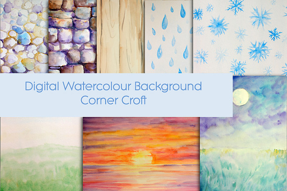 Watercolor Nature Background Set1 preview 6