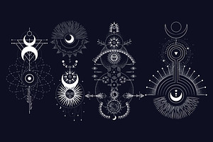 Style Engraving. Space And Planets