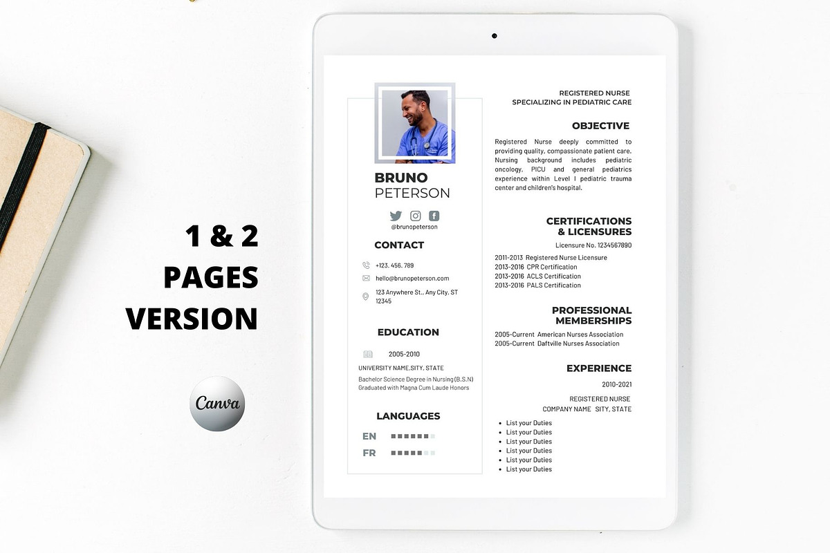Nurse Resume Template, Modern CV, a Resume Template by MediaKitTemplates (Photo 8 of 11)