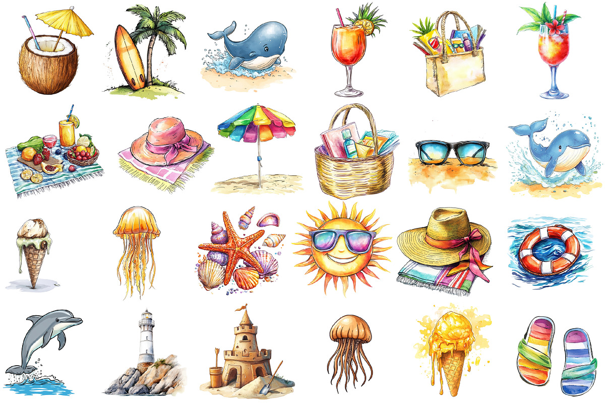 Summer Beach Day Clipart, an Illustration by Sublimation Artist (Photo 2 of 6)