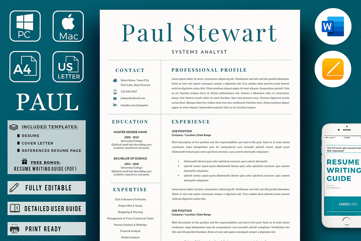 Systems Analyst Resume and Cover L., a Resume Template by HIRED Design Studio (Photo 1 of 11)