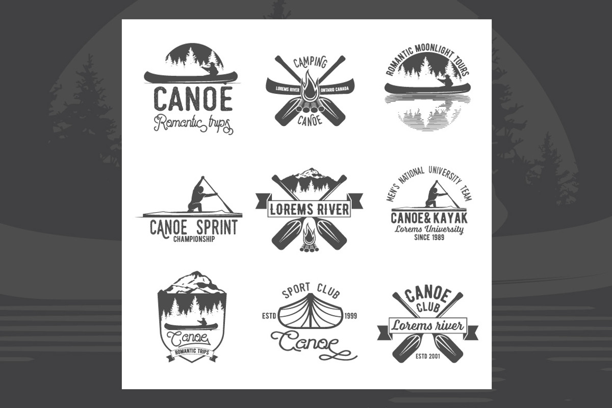Set of vintage canoeing  logo, a Branding & Logo Template by Alex_Ivanov