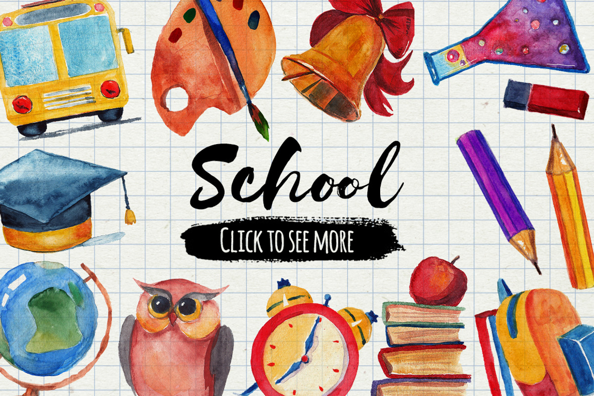 Back to school! 15 watercolor icons, an Icon by Art Loft (Photo 1 of 3)